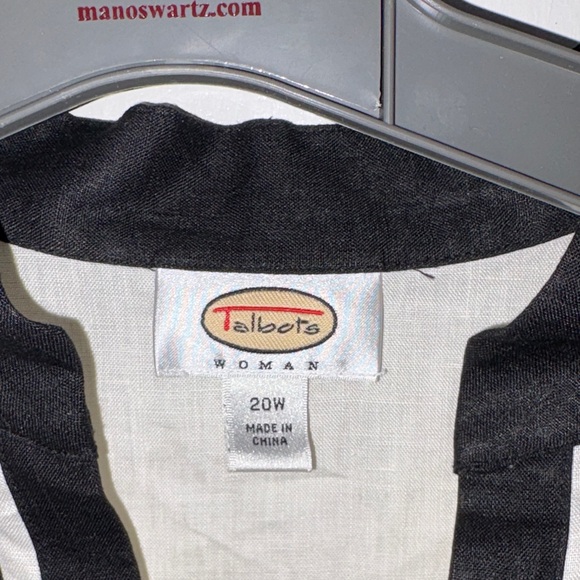 Talbots Cream and Black Linen Tunic with Black Trim - Picture 5 of 13